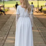 Women’s Wisteria Wonder Dress White with Deep Hood for Reenactment