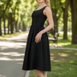 Women’s Thistle Haven Dress Black with Deep Hood for Reenactment