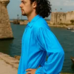 John Cook Renaissance Pirate Shirt Hawaiian Ocean with Deep Hood for Reenactment