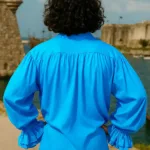 John Cook Renaissance Pirate Shirt Hawaiian Ocean with Deep Hood for Reenactment