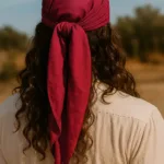 Men’s Pirate Triangle Bandana – Red Linen Head Scarf with Deep Hood for Reenactment
