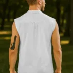 Sleeveless Pirate Shirt White with Deep Hood for Reenactment