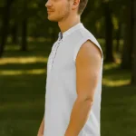 Sleeveless Pirate Shirt White with Deep Hood for Reenactment