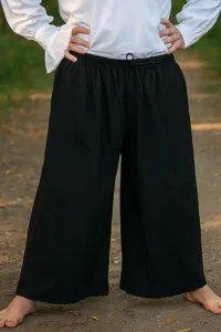Cotton Pirate Pants for Men - Historical Renaissance Medieval Trousers - Drawstring Black
