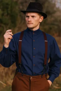 Men’s Steampunk Seigneur Shirt – Navy