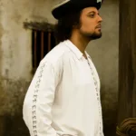 Metal Loop Country Pirate Shirt Off-White with Deep Hood for Reenactment