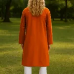 Medieval Robertus Linen Underdress – LARP & Fantasy Role Play Events – Orange with Deep Hood for Reenactment